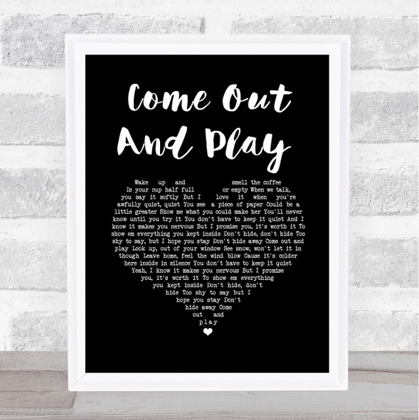 Billie Eilish Come Out And Play Black Heart Song Lyric Print