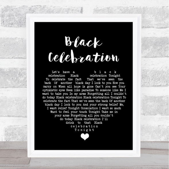 Depeche Mode Black Celebration Black Heart Song Lyric Print
