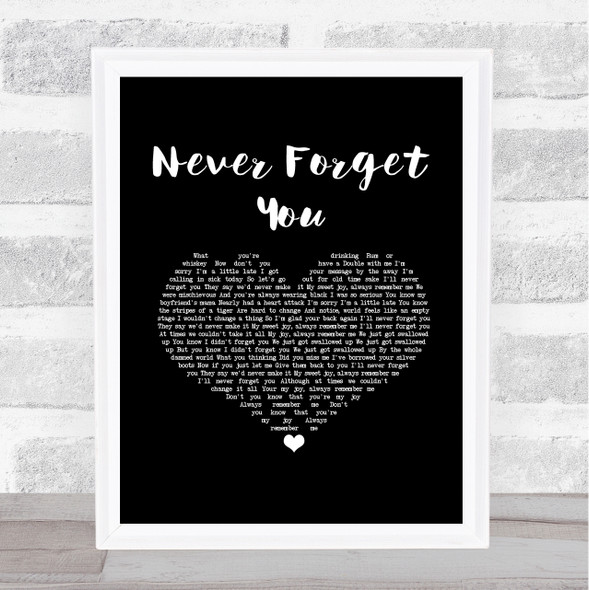 Noisettes Never Forget You Black Heart Song Lyric Print