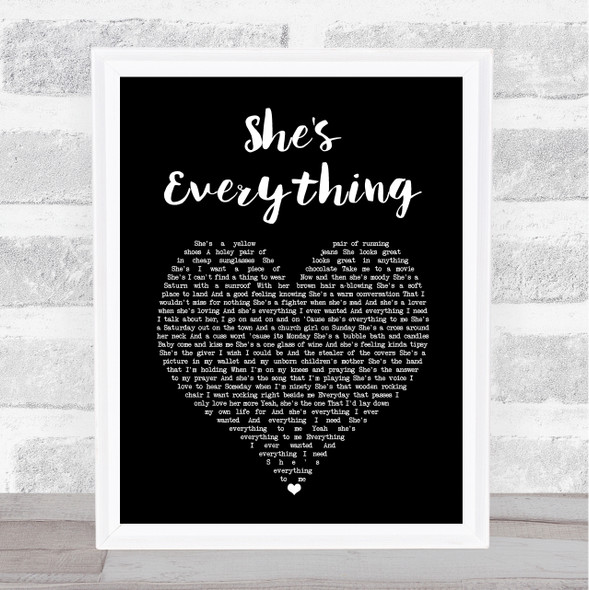 Brad Paisley She's Everything Black Heart Song Lyric Print