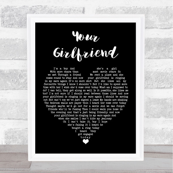 Blossoms Your Girlfriend Black Heart Song Lyric Print