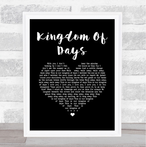 Bruce Springsteen Kingdom Of Days Black Heart Song Lyric Print