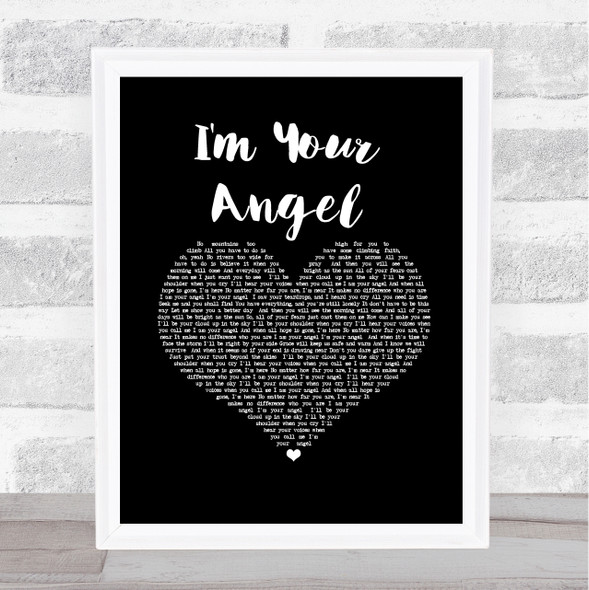Celine Dion & R. Kelly I'm Your Angel Black Heart Song Lyric Print