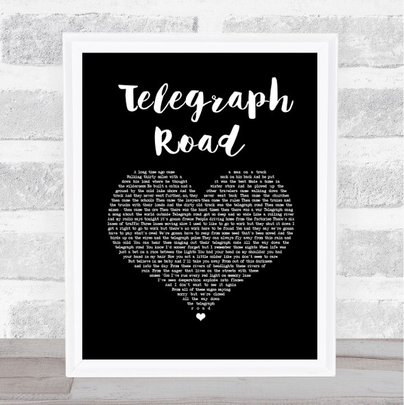 Dire Straits Telegraph Road Black Heart Song Lyric Print