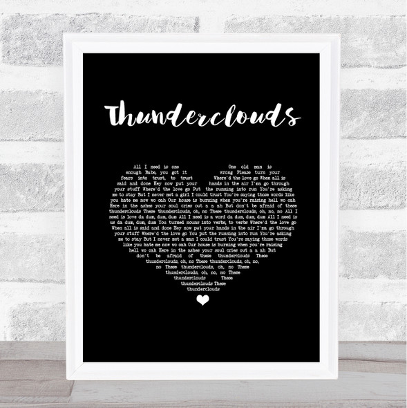 LSD Ft Sia Thunderclouds Black Heart Song Lyric Print