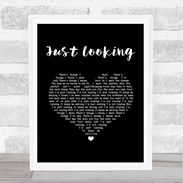 Stereophonics Just Looking Black Heart Song Lyric Print