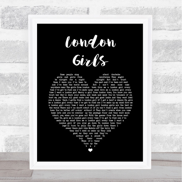 Chas and Dave London Girls Black Heart Song Lyric Print