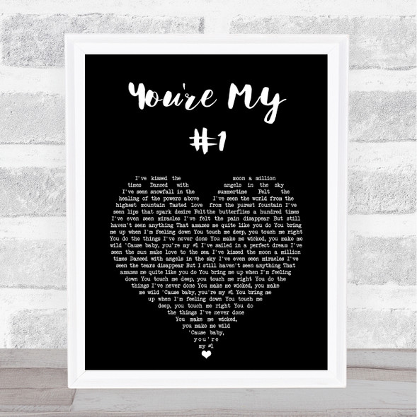 Enrique Iglesias You're My #1 Black Heart Song Lyric Print