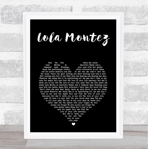 Volbeat Lola Montez Black Heart Song Lyric Print