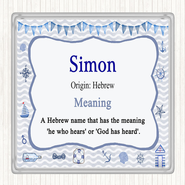 Simon Name Meaning Coaster Nautical