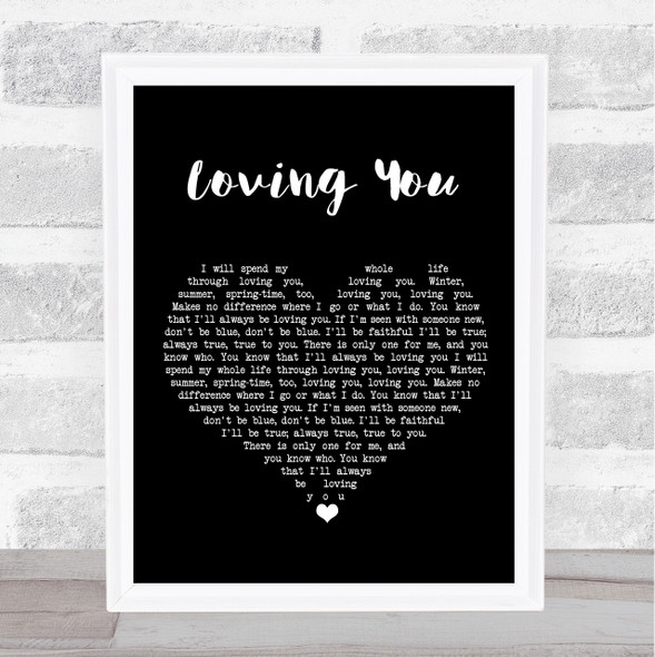 Elvis Presley Loving You Black Heart Song Lyric Print