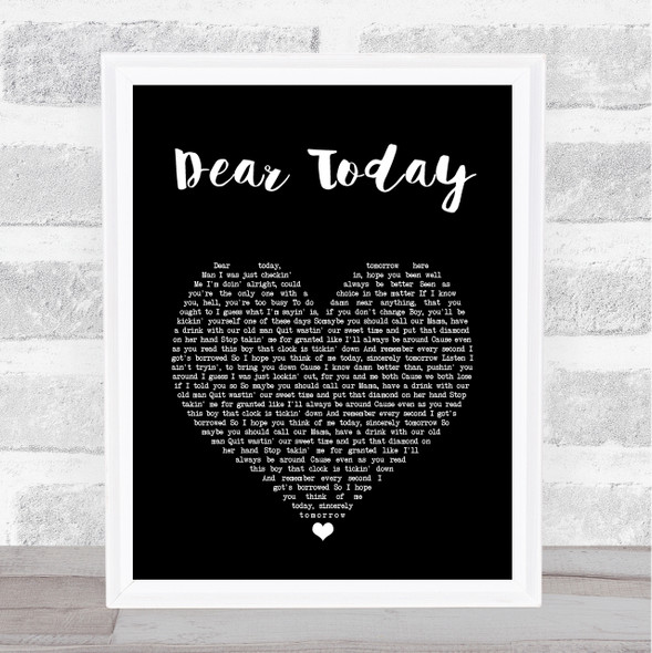 Luke Combs Dear Today Black Heart Song Lyric Print