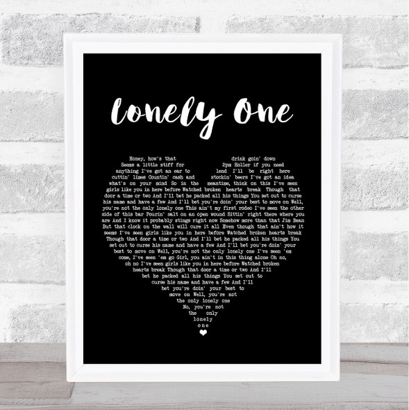 Luke Combs Lonely One Black Heart Song Lyric Print