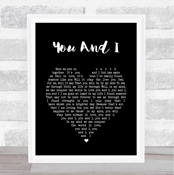 Stevie Wonder You And I Black Heart Song Lyric Print