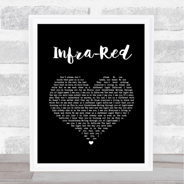 Three Days Grace Infra-Red Black Heart Song Lyric Print