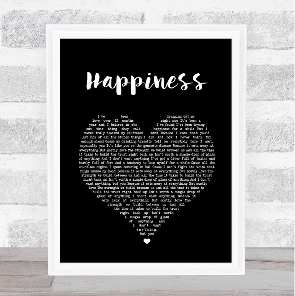 Deaf Havana Happiness Black Heart Song Lyric Print