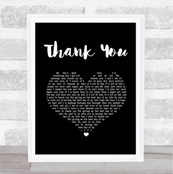 Dido Thank You Black Heart Song Lyric Print