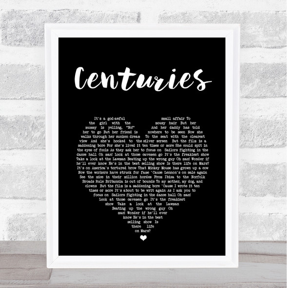 Fall Out Boy Centuries Black Heart Song Lyric Print