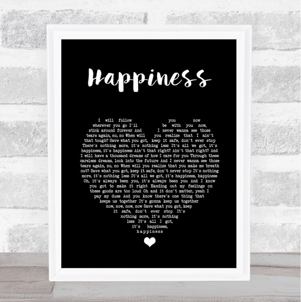 Kasabian Happiness Black Heart Song Lyric Print