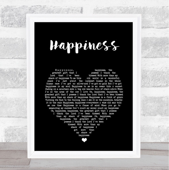 Ken Dodd Happiness Black Heart Song Lyric Print