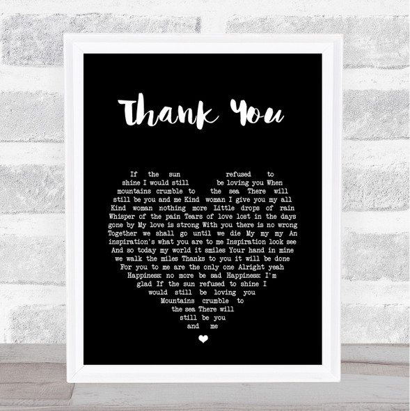 Led Zeppelin Thank You Black Heart Song Lyric Print