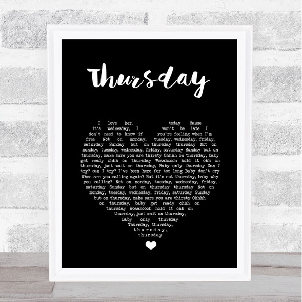 The Weeknd Thursday Black Heart Song Lyric Print