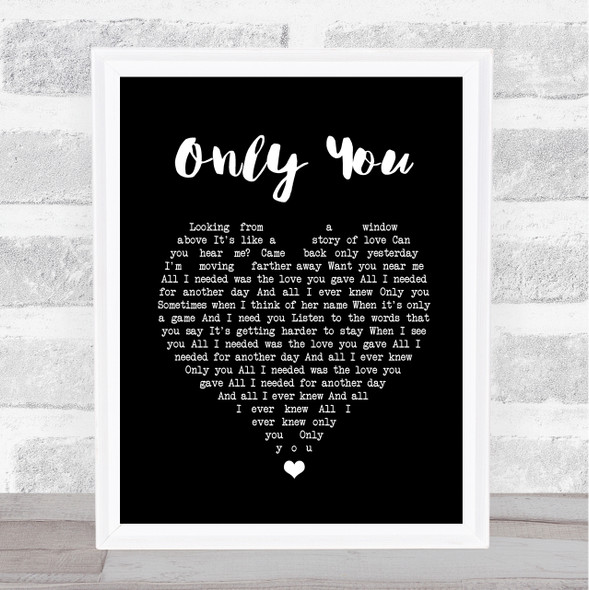 Alistair griffin Only You Black Heart Song Lyric Print