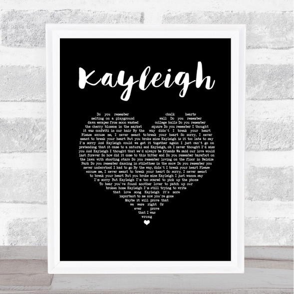 Marillion Kayleigh Black Heart Song Lyric Print