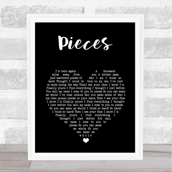Red Pieces Black Heart Song Lyric Print