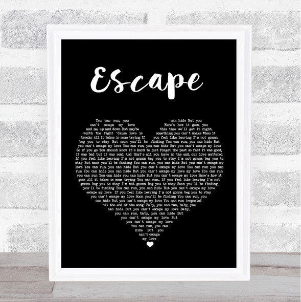 Enrique Iglesias Escape Black Heart Song Lyric Print