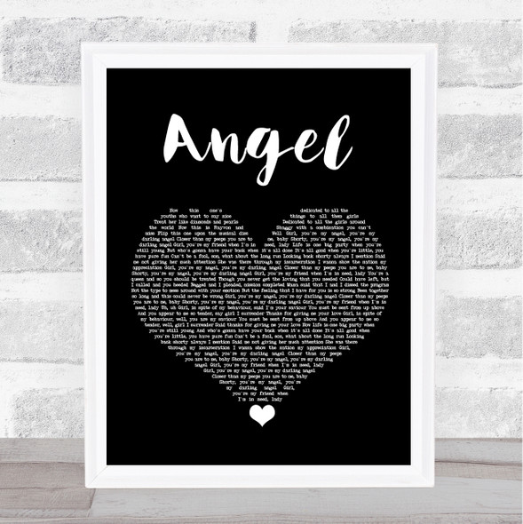 Shaggy Angel Black Heart Song Lyric Print