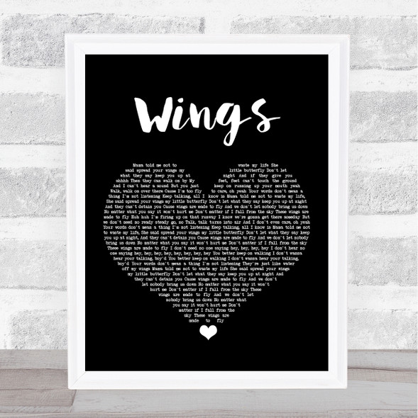 Little Mix Wings Black Heart Song Lyric Print