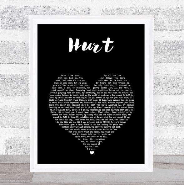 Simra Jasmine Hurt Black Heart Song Lyric Print