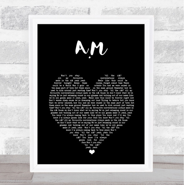One Direction A.M Black Heart Song Lyric Print