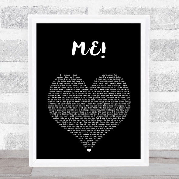 Taylor Swift (feat. Brendon Urie of Panic! At The Disco) ME! Black Heart Song Lyric Print