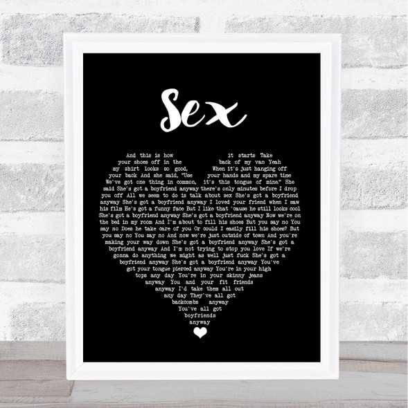 The 1975 Sex Black Heart Song Lyric Print