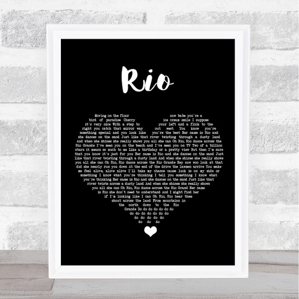 Duran Duran Rio Black Heart Song Lyric Print