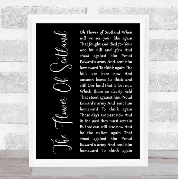 The Corries The Flower Of Scotland Black Script Song Lyric Print