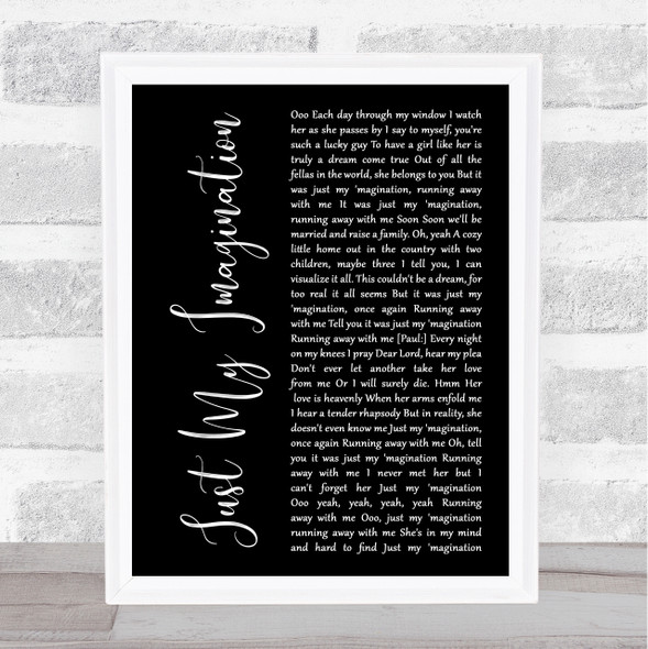 The Temptations Just My Imagination Black Script Song Lyric Print