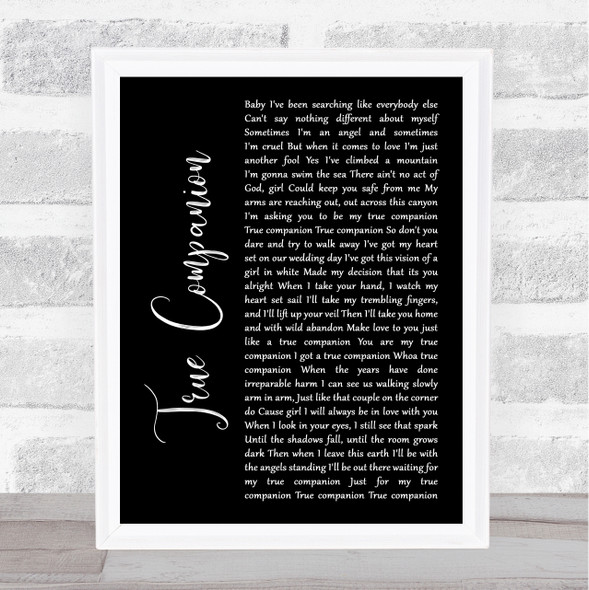 Marc Cohn True Companion Black Script Song Lyric Print