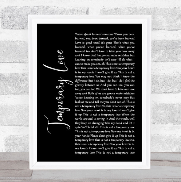 Ben Platt Temporary Love Black Script Song Lyric Print