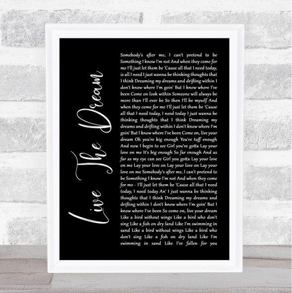 Cast Live The Dream Black Script Song Lyric Print