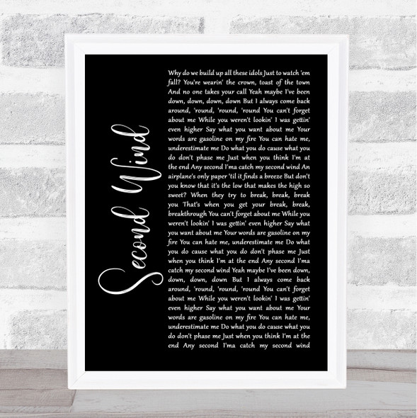 Maren Morris Second Wind Black Script Song Lyric Print