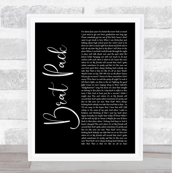 The Rocket Summer Brat Pack Black Script Song Lyric Print