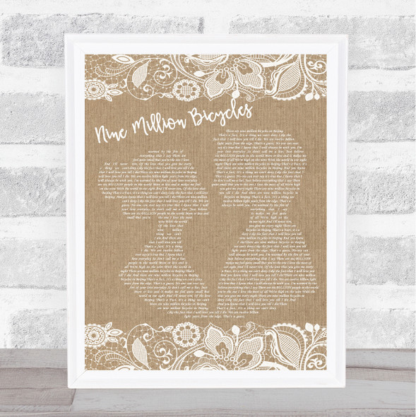 Katie Melua Nine Million Bicycles Burlap & Lace Song Lyric Print