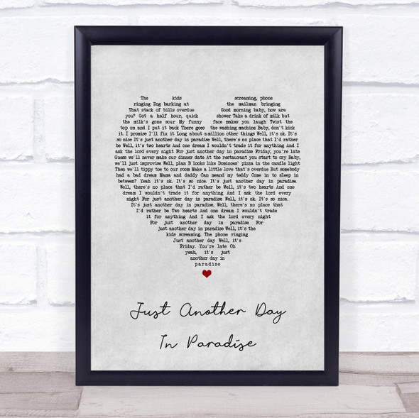 Phil Vassar Just Another Day In Paradise Grey Heart Song Lyric Print