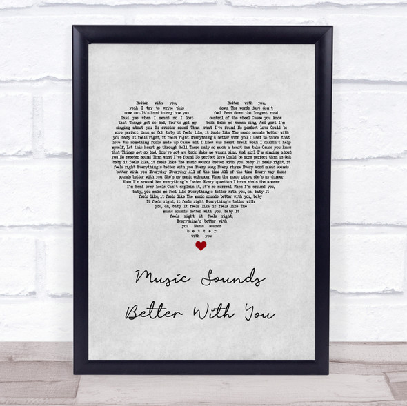 Big Time Rush Music Sounds Better With You Grey Heart Song Lyric Print