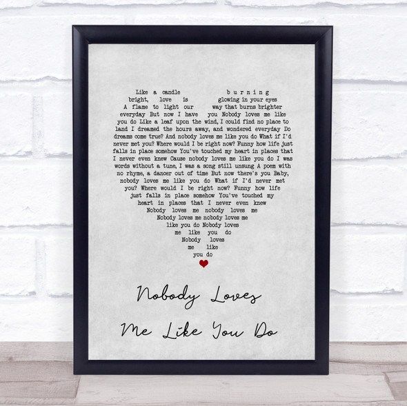 Whitney Houston Nobody Loves Me Like You Do Grey Heart Song Lyric Print