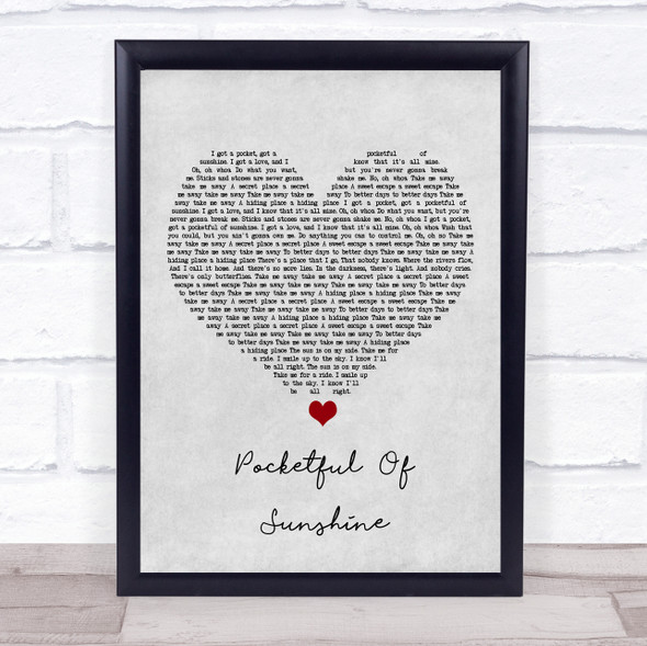 Natasha Bedingfield Pocketful Of Sunshine Grey Heart Song Lyric Print