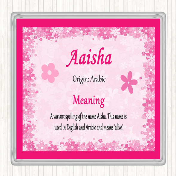 Aaisha Name Meaning Coaster Pink